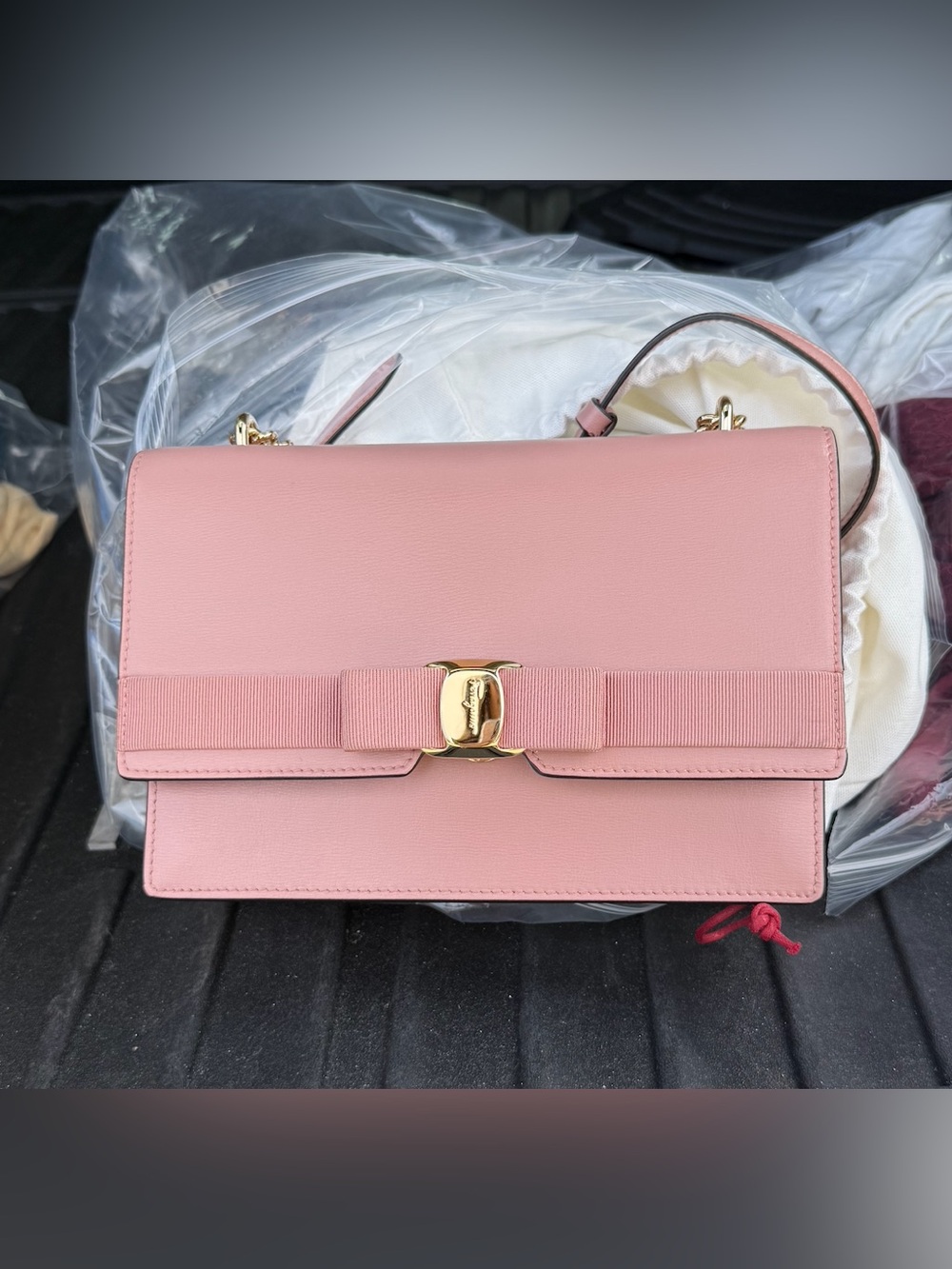 Salvatore Ferragamo Blush Pink Vara Bow Shoulder Bag